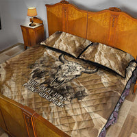 Buffalo Skull Native American Quilt Bed Set Tribal Symbols and Mountain Scene Great Herd and Plains Guardians - Wonder Print Shop