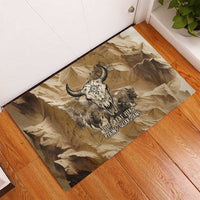 Buffalo Skull Native American Rubber Doormat Tribal Symbols and Mountain Scene Great Herd and Plains Guardians - Wonder Print Shop