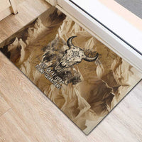 Buffalo Skull Native American Rubber Doormat Tribal Symbols and Mountain Scene Great Herd and Plains Guardians - Wonder Print Shop