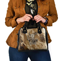 Buffalo Skull Native American Shoulder Handbag Tribal Symbols and Mountain Scene Great Herd and Plains Guardians - Wonder Print Shop