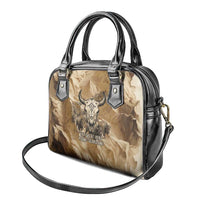 Buffalo Skull Native American Shoulder Handbag Tribal Symbols and Mountain Scene Great Herd and Plains Guardians - Wonder Print Shop