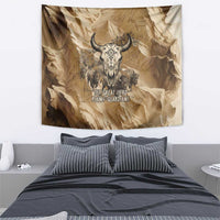 Buffalo Skull Native American Tapestry Tribal Symbols and Mountain Scene Great Herd and Plains Guardians - Wonder Print Shop