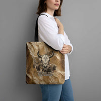 Buffalo Skull Native American Tote Bag Tribal Symbols and Mountain Scene Great Herd and Plains Guardians - Wonder Print Shop