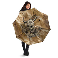 Buffalo Skull Native American Umbrella Tribal Symbols and Mountain Scene Great Herd and Plains Guardians - Wonder Print Shop