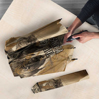 Buffalo Skull Native American Umbrella Tribal Symbols and Mountain Scene Great Herd and Plains Guardians - Wonder Print Shop