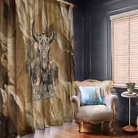 Buffalo Skull Native American Window Curtain Tribal Symbols and Mountain Scene Great Herd and Plains Guardians - Wonder Print Shop