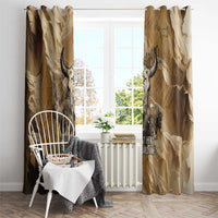 Buffalo Skull Native American Window Curtain Tribal Symbols and Mountain Scene Great Herd and Plains Guardians - Wonder Print Shop