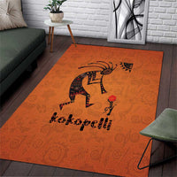 Kokopelli Tribal Area Rug Native American Southwestern Petroglyph Patterns Sunset Landscape - Wonder Print Shop