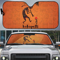 Kokopelli Tribal Auto Sun Shade Native American Southwestern Petroglyph Patterns Sunset Landscape - Wonder Print Shop