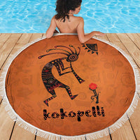 Kokopelli Tribal Beach Blanket Native American Southwestern Petroglyph Patterns Sunset Landscape - Wonder Print Shop