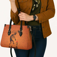 Kokopelli Tribal Leather Bag Native American Southwestern Petroglyph Patterns Sunset Landscape - Wonder Print Shop