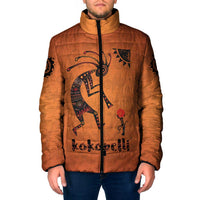 Kokopelli Tribal Padded Jacket Native American Southwestern Petroglyph Patterns Sunset Landscape - Wonder Print Shop