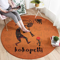 Kokopelli Tribal Round Carpet Native American Southwestern Petroglyph Patterns Sunset Landscape - Wonder Print Shop