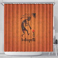 Kokopelli Tribal Shower Curtain Native American Southwestern Petroglyph Patterns Sunset Landscape - Wonder Print Shop