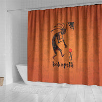 Kokopelli Tribal Shower Curtain Native American Southwestern Petroglyph Patterns Sunset Landscape - Wonder Print Shop