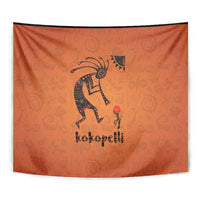 Kokopelli Tribal Tapestry Native American Southwestern Petroglyph Patterns Sunset Landscape - Wonder Print Shop