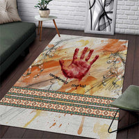 Native American Red Handprint Area Rug Watercolor Paint Splash and Brave Horse Art - Wonder Print Shop