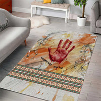 Native American Red Handprint Area Rug Watercolor Paint Splash and Brave Horse Art - Wonder Print Shop
