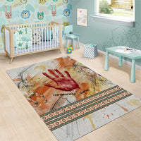 Native American Red Handprint Area Rug Watercolor Paint Splash and Brave Horse Art - Wonder Print Shop