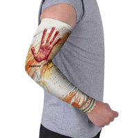 Native American Red Handprint Arm Sleeves Watercolor Paint Splash and Brave Horse Art - Wonder Print Shop