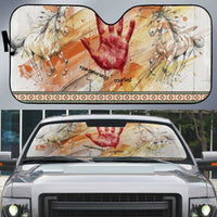 Native American Red Handprint Auto Sun Shade Watercolor Paint Splash and Brave Horse Art - Wonder Print Shop