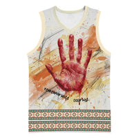 Native American Red Handprint Basketball Jersey Watercolor Paint Splash and Brave Horse Art - Wonder Print Shop