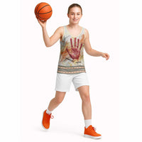 Native American Red Handprint Basketball Jersey Watercolor Paint Splash and Brave Horse Art - Wonder Print Shop