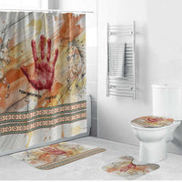 Native American Red Handprint Bathroom Set Watercolor Paint Splash and Brave Horse Art - Wonder Print Shop