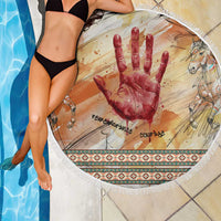 Native American Red Handprint Beach Blanket Watercolor Paint Splash and Brave Horse Art - Wonder Print Shop