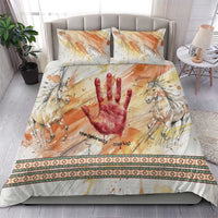Native American Red Handprint Bedding Set Watercolor Paint Splash and Brave Horse Art - Wonder Print Shop