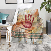 Native American Red Handprint Blanket Watercolor Paint Splash and Brave Horse Art - Wonder Print Shop