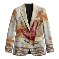 Native American Red Handprint Blazer Watercolor Paint Splash and Brave Horse Art - Wonder Print Shop