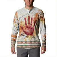 Native American Red Handprint Button Sweatshirt Watercolor Paint Splash and Brave Horse Art - Wonder Print Shop