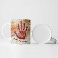Native American Red Handprint Ceramic Mug Watercolor Paint Splash and Brave Horse Art - Wonder Print Shop