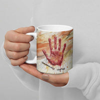 Native American Red Handprint Ceramic Mug Watercolor Paint Splash and Brave Horse Art - Wonder Print Shop