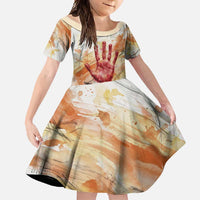Native American Red Handprint Family Matching Mermaid Dress and Hawaiian Shirt Watercolor Paint Splash and Brave Horse Art - Wonder Print Shop