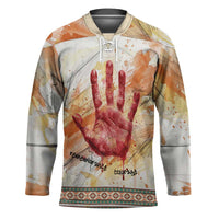 Native American Red Handprint Hockey Jersey Watercolor Paint Splash and Brave Horse Art - Wonder Print Shop