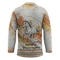 Native American Red Handprint Hockey Jersey Watercolor Paint Splash and Brave Horse Art - Wonder Print Shop