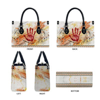 Native American Red Handprint Leather Bag Watercolor Paint Splash and Brave Horse Art - Wonder Print Shop