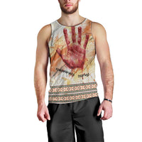 Native American Red Handprint Men Tank Top Watercolor Paint Splash and Brave Horse Art - Wonder Print Shop