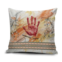 Native American Red Handprint Pillow Cover Watercolor Paint Splash and Brave Horse Art - Wonder Print Shop