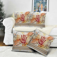 Native American Red Handprint Pillow Cover Watercolor Paint Splash and Brave Horse Art - Wonder Print Shop