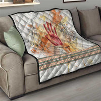 Native American Red Handprint Quilt Watercolor Paint Splash and Brave Horse Art - Wonder Print Shop