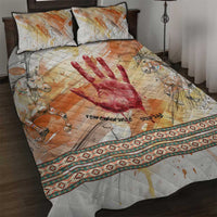 Native American Red Handprint Quilt Bed Set Watercolor Paint Splash and Brave Horse Art - Wonder Print Shop