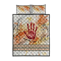 Native American Red Handprint Quilt Bed Set Watercolor Paint Splash and Brave Horse Art - Wonder Print Shop