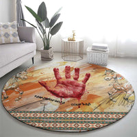 Native American Red Handprint Round Carpet Watercolor Paint Splash and Brave Horse Art - Wonder Print Shop
