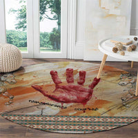 Native American Red Handprint Round Carpet Watercolor Paint Splash and Brave Horse Art - Wonder Print Shop