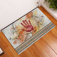 Native American Red Handprint Rubber Doormat Watercolor Paint Splash and Brave Horse Art - Wonder Print Shop