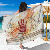 Native American Red Handprint Sarong Watercolor Paint Splash and Brave Horse Art - Wonder Print Shop
