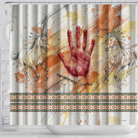 Native American Red Handprint Shower Curtain Watercolor Paint Splash and Brave Horse Art - Wonder Print Shop
